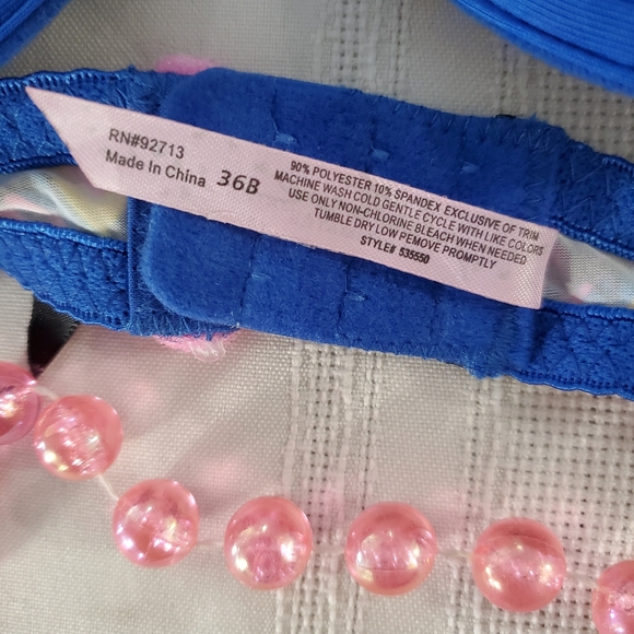 Native Intimates Rave Bra 36B /  Blue Pink Beads Boom radio Print Push Up bra - Picture 2 of 11